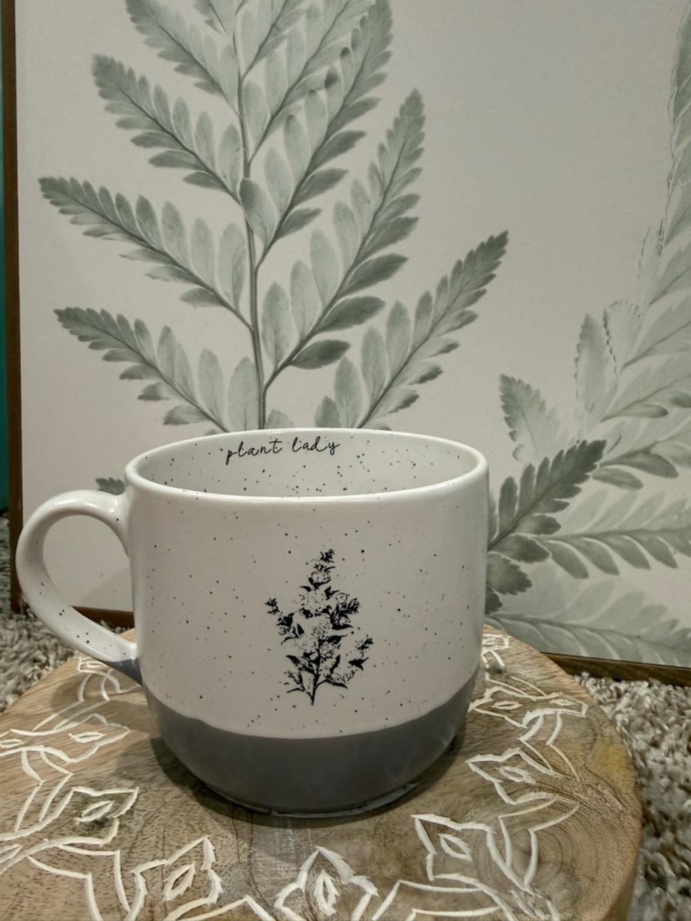 Plant Lady Speckled Ceramic Mug - White & Gray - Picture 2 of 3